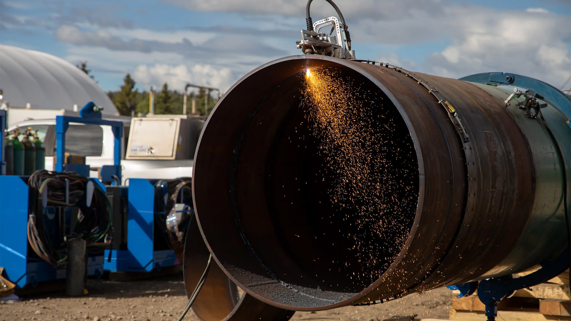 Welding a pipeline